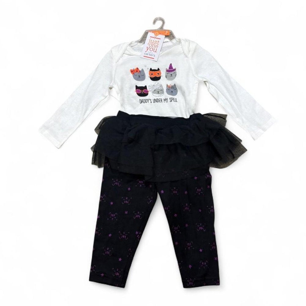 3pc Carter's Halloween Tutu Leggings Set - Daddy's Under My Spell Baby size 9M